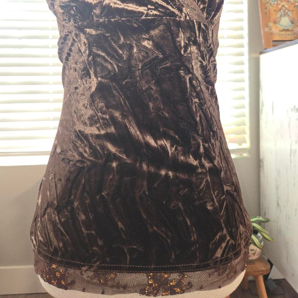 Chocolate brown byerwear crushed velvet - Picture 4 of 5